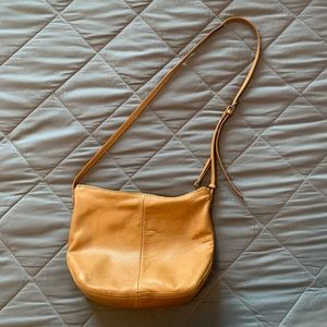 Tan leather crossbody purse